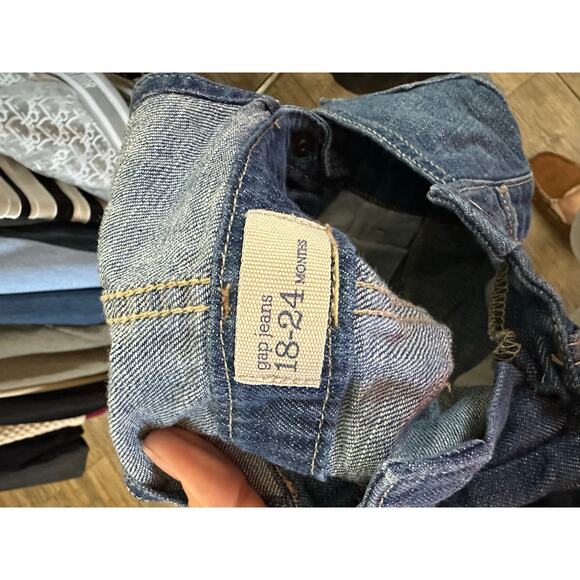 Gap Kids Girls Blue Shortalls Denim Buckle Jean Overalls Size 18-24 Months - Picture 3 of 3